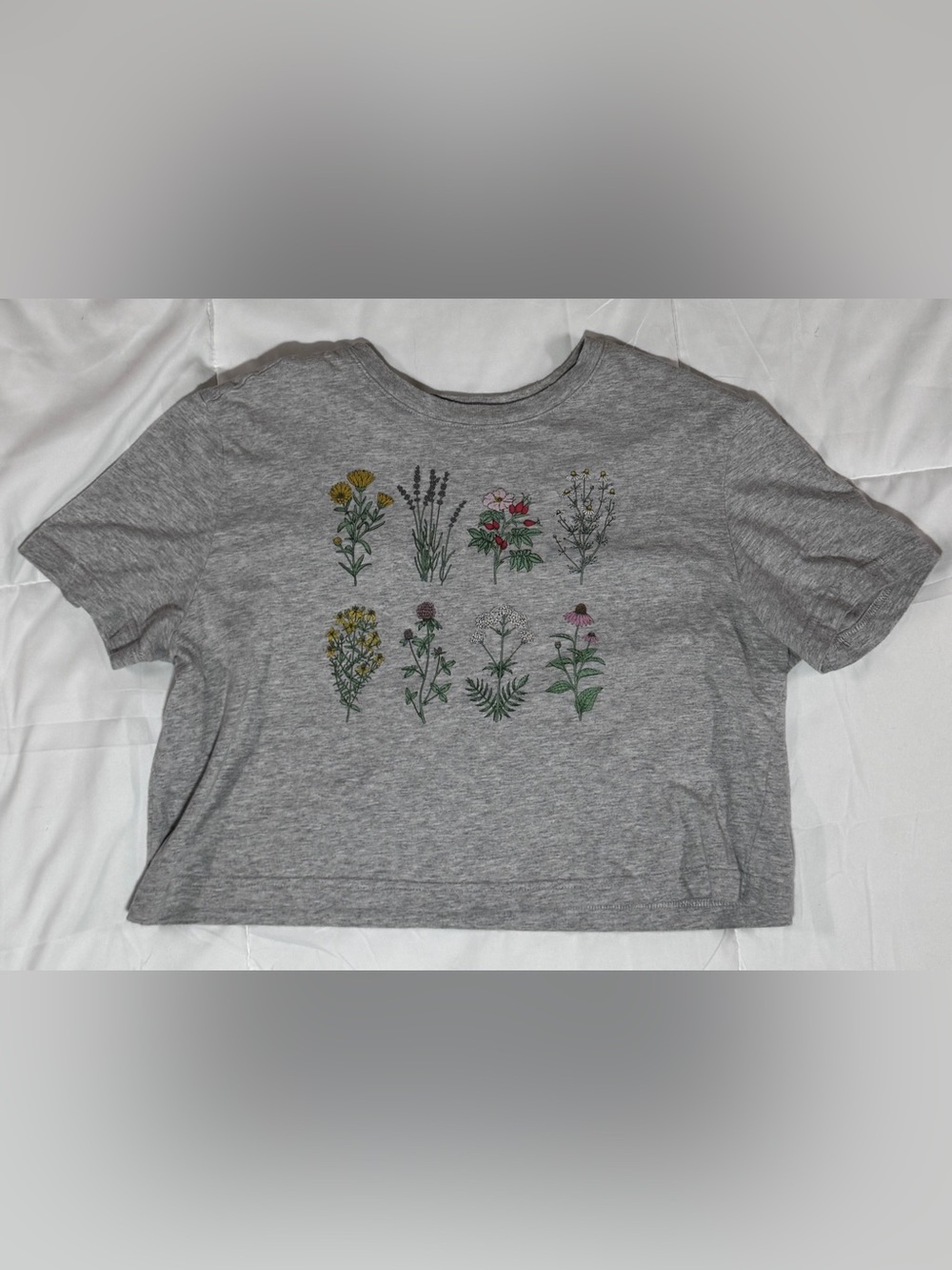 Grey Floral Crop Top